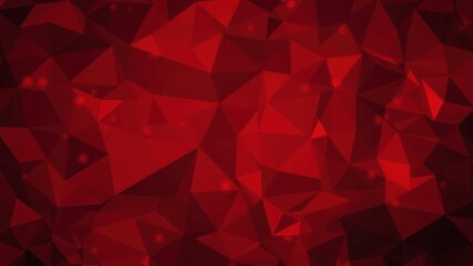 Abstract Red Polygonal Background with Subtle Glowing Particles