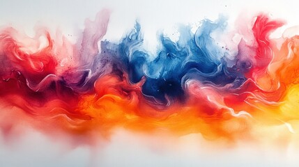 Fototapeta premium Abstract watercolor painting, vibrant colors, fluid motion.