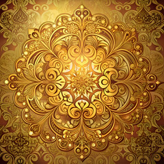Ornate gold mandala pattern. intricate details.