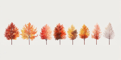 Minimalist line of autumn trees