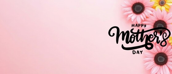 Happy Mothers Day Pink Flowers Background Stock Photo