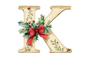 Letter K Christmas tree decoration Alphabet.