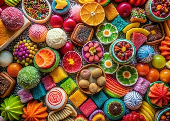 Vibrant Overhead Shot of Assorted Traditional Mexican Candies