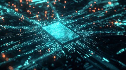 Intricate Computer Circuit Board Design Featuring Numerous Small Dots and Lines Illustrating Advanced Technology and Innovative Electronic Connectivity