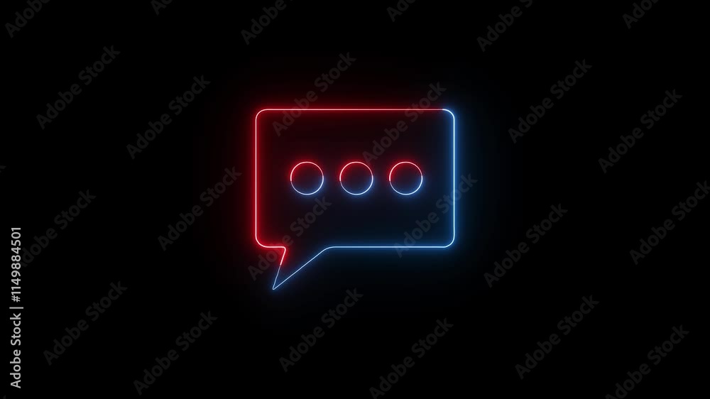 Poster neon glowing message icon symbolizing text or inbox communication.