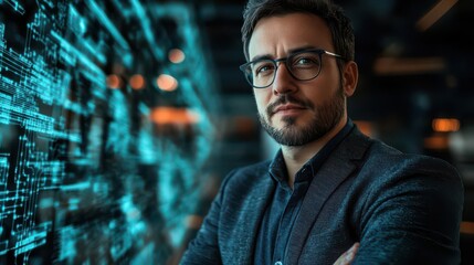 Business Professional Analyzing Data in a Modern Workspace