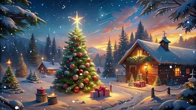 Discover the Enchantment of a Winter Wonderland with a Cozy Log Cabin in Snowy Serenity  