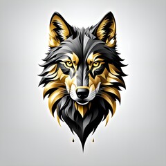 Black and gold wolf head.