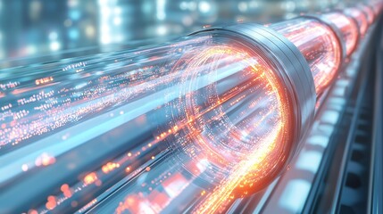 Futuristic Tunnel with Glowing Light Emitting a Sense of Mystery and Wonder Inviting Exploration Through a Technological and Surreal Atmosphere