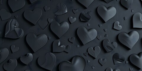 Black heart background with an array of repeating hearts, providing a bold and energetic visual effect.