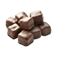 Obraz premium Sweetened Chocolate-covered marshmallows isolated on transparent background