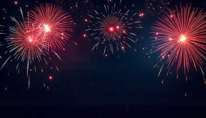 Naklejka premium Brilliant Red and White Fireworks Display with Copy Space