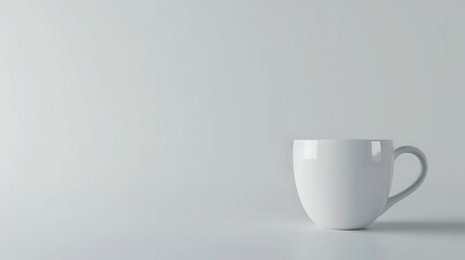 Fototapeta premium Ceramic coffee cup filled with freshly brewed coffee on a white background.