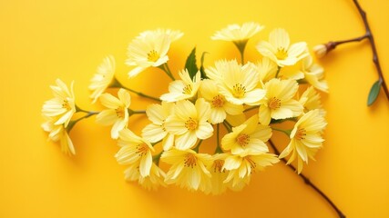 Obraz premium A vibrant bouquet of cheerful yellow flowers on a sunny yellow background