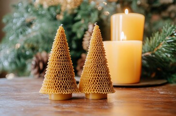 Honeycomb Christmas Tree Candles Festive Decor