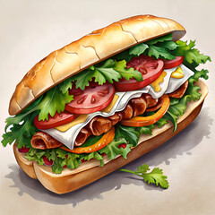 Delicious bacon. egg. and tomato sub.