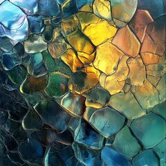 Abstract Gemstone Mosaic Teal, Gold, and Emerald Hues