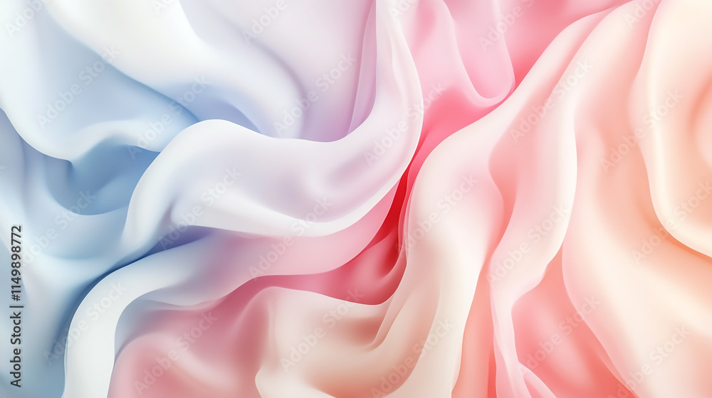 Wall mural abstract draped beige fabric texture white and tan background with a pattern of waves. the waves are