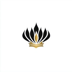 Luxury logo: crown in gold on black background, modern and refined