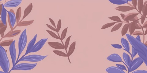 Minimalist Botanical Pattern with Soft Pastel and PANTONE 17-1230 Mocha Mousse Tones