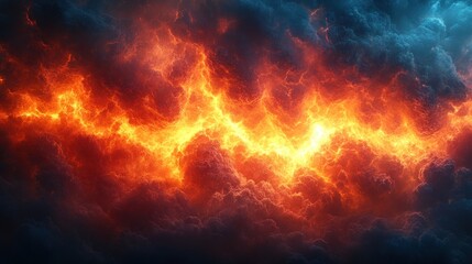Fototapeta premium Fiery cloudscape, inferno, cosmic fire.