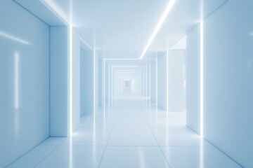 Obraz premium Hospital corridor with modern lighting and neutral colors