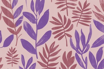 Minimalist Botanical Pattern with Soft Pastel and PANTONE 17-1230 Mocha Mousse Tones