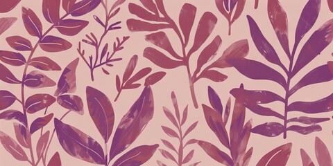 Minimalist Botanical Pattern with Soft Pastel and PANTONE 17-1230 Mocha Mousse Tones