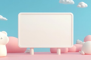 rectangle white signboard blue background