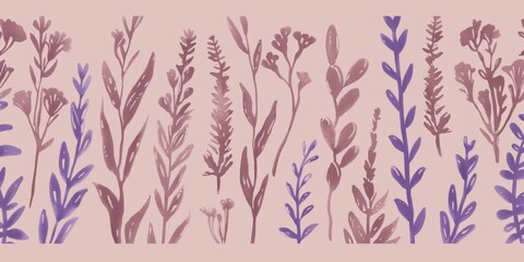 Minimalist Botanical Pattern with Soft Pastel and PANTONE 17-1230 Mocha Mousse Tones