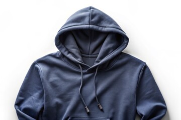 Navy Hoodie Mockup: Worm's Eye View, Isolated White Background, AI Generated Image