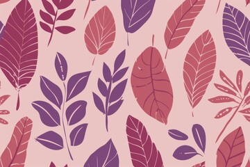 Minimalist Botanical Pattern with Soft Pastel and PANTONE 17-1230 Mocha Mousse Tones