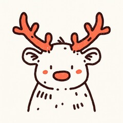 Adorable Cartoon Reindeer With Antlers