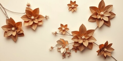 Fototapeta premium Elegant Arrangement of Paper Flowers on Beige Background