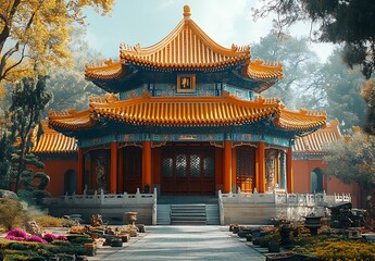 Building with a Pagoda Roof.

