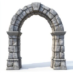 Stone archway, ancient ruins, entrance, gateway, isolated on white background.