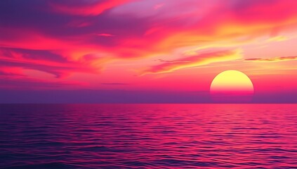 Vibrant Sunset Over Calm Ocean Water