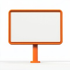 a billboard with orange border. simple cartoon, 3d. white background