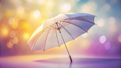 Pastel Background White Umbrella Photography - Eye Level Shot, Elegant Parasol, Minimalist Design, Spring Summer Image