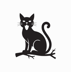  A vector silhouette image  cat  logo   with a white background