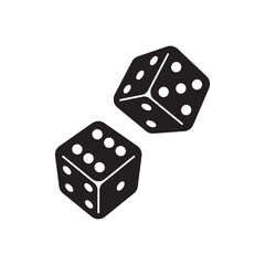 Pair of casino dice logo icon design. Game dice in flight for gamble or gambling sign illustration, vector.