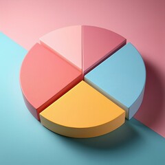 Obraz premium Generated image Colorful 3D pie chart pastel background