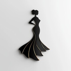 High-end fashion logo in black and gold with creative dress icon