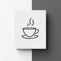 Clean and modern caf&eacute; logo featuring continuous line coffee cup and steam