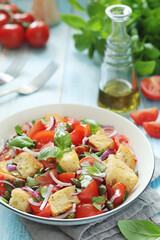 Panzanella salad, traditional dish of Italian cuisine