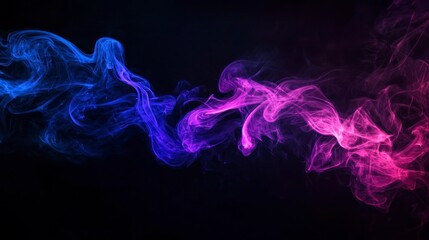 Fototapeta premium Colorful pink, blue and purple smoke on a black isolated background. Background from the smoke of vape