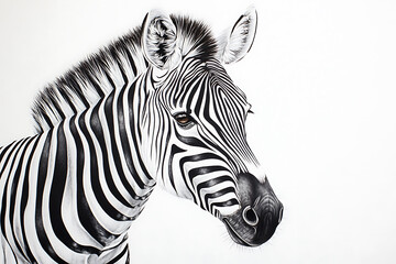 Fototapeta premium Striking Zebra Portrait: A Monochromatic Masterpiece of Wildlife Art