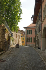 Fototapeta premium An old center of Saint Saphorin village at Lake Geneva, Switzerland