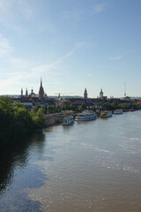 The panorama of embankment in Wuerzburg, Germany