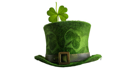 Shamrock Hat For St Patrick's Day, Representing Irish Culture, Saint Patrick Hat, Isolated White Background, Generative Ai
